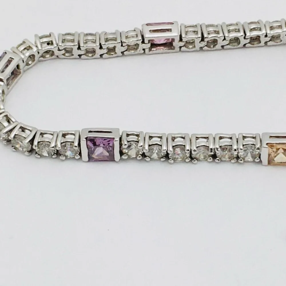 Multi-Color Gemstone Bracelet 925 Stamped